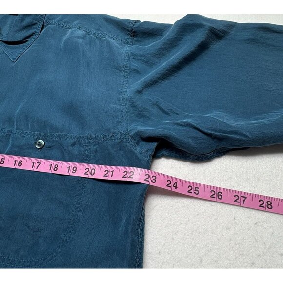 EUROPEAN CONCEPTS Men Silk Top Long Sleeve Button Front Sz L Green Luxury 8-15 - Picture 9 of 11